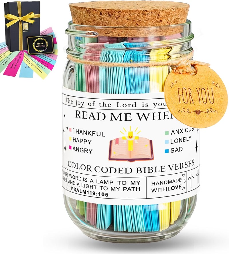 Miccillot Bible Verse Jar with 90 Scripture Cards - Read Me When for Daily Encouragement & Prayer, Christian Catholic Gifts for Women Men, Christmas Birthday Gift, Thickened Glass Jar with Wooden Lid - Image 1